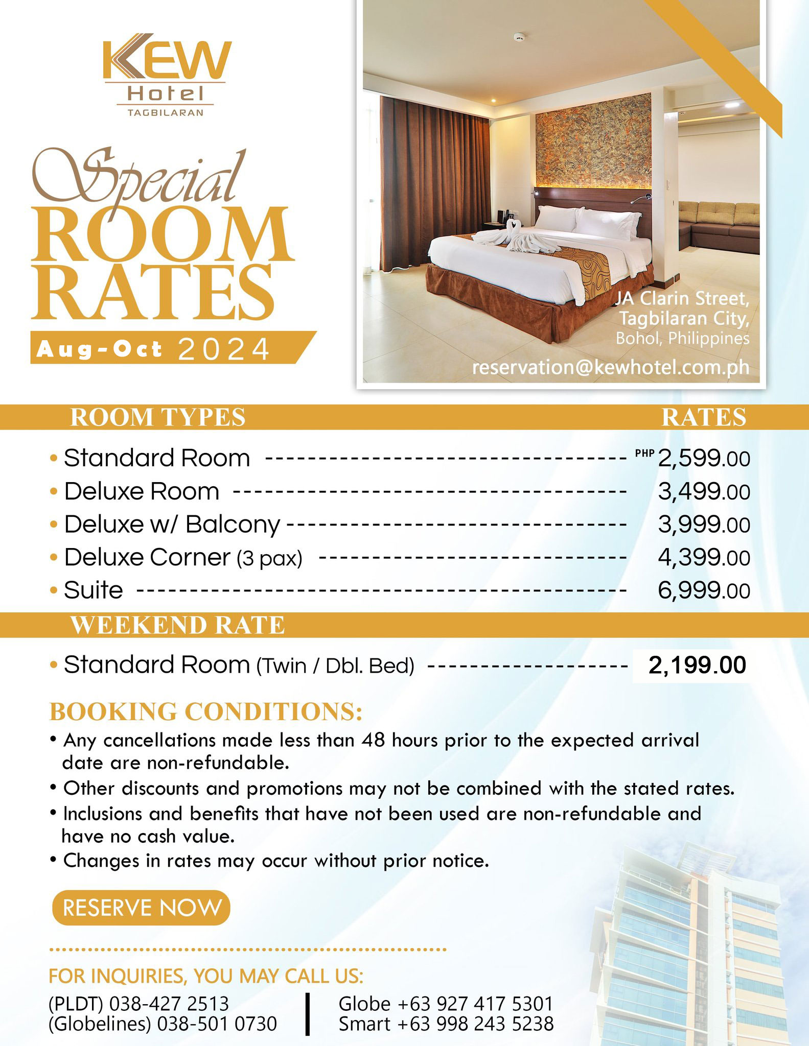 Special Room Rates Aug-October 2024